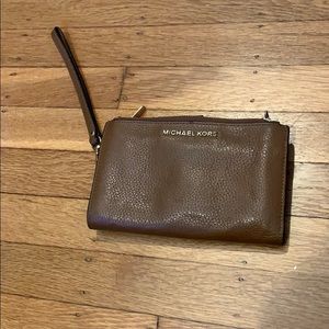 Brown Leather Michael Kors Wristlet